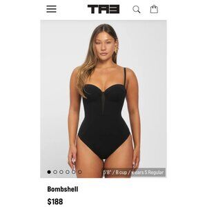 TA3 Bombshell Black Corset One Piece Swimsuit Lace-Up Shaping Bodysuit Size M
